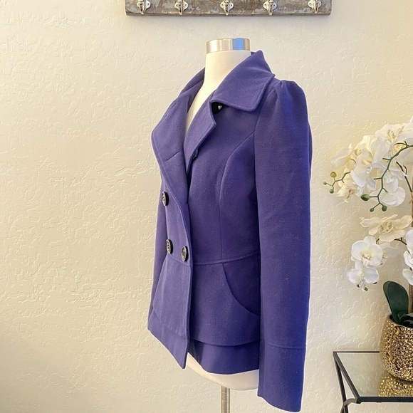 Steve Madden Womens Solid Blue Purple Pea Coat Size M - Picture 4 of 6